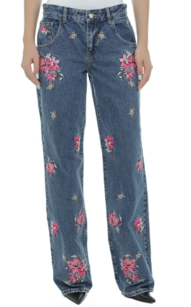 BLUGIRL-Jeans straight fit cu broderie florala